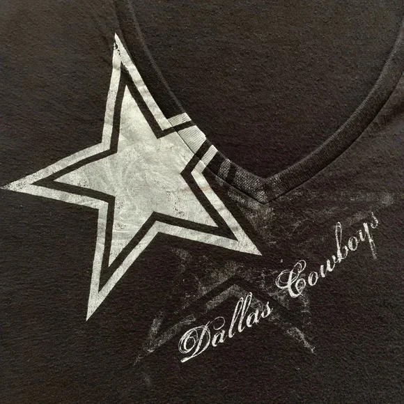 Dallas Cowboys Black Short Sleeve V-neck Tee Shirt - Picture 3 of 5